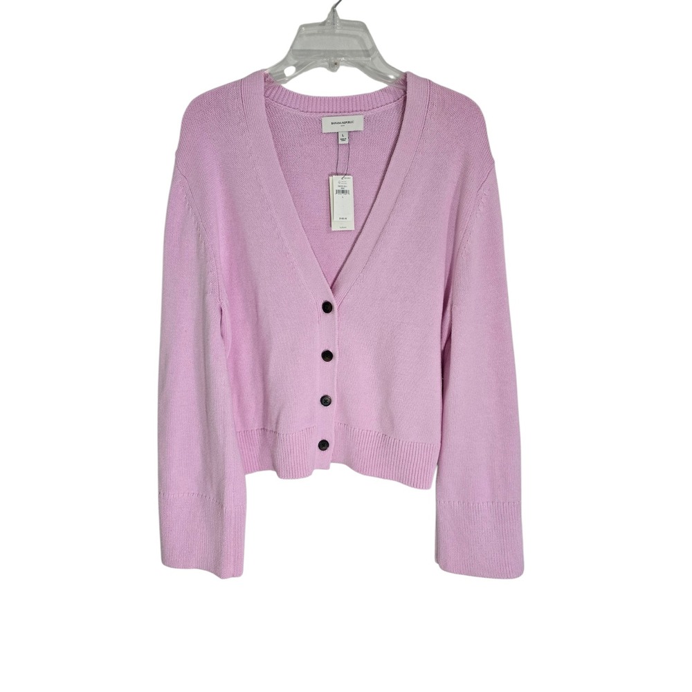 Banana Republic Pink V-Neck Button Front Cardigan Sweater 700707-03-1 Large NEW